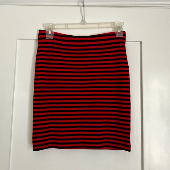 Madewell Striped Downtown Skirt navy red Size S - Picture 1 of 3